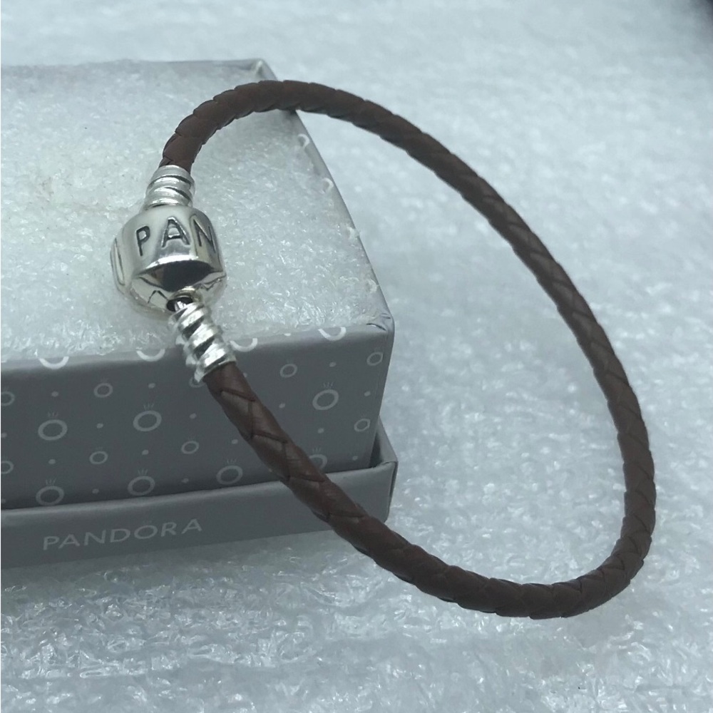 Pandora,” 18CM Single Dark Brown  Braided Leather Round Clasp  “ 18CM/7 Inches